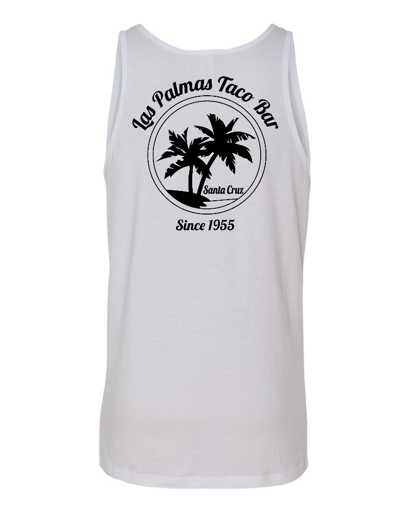 White tank top with palm tree logo
